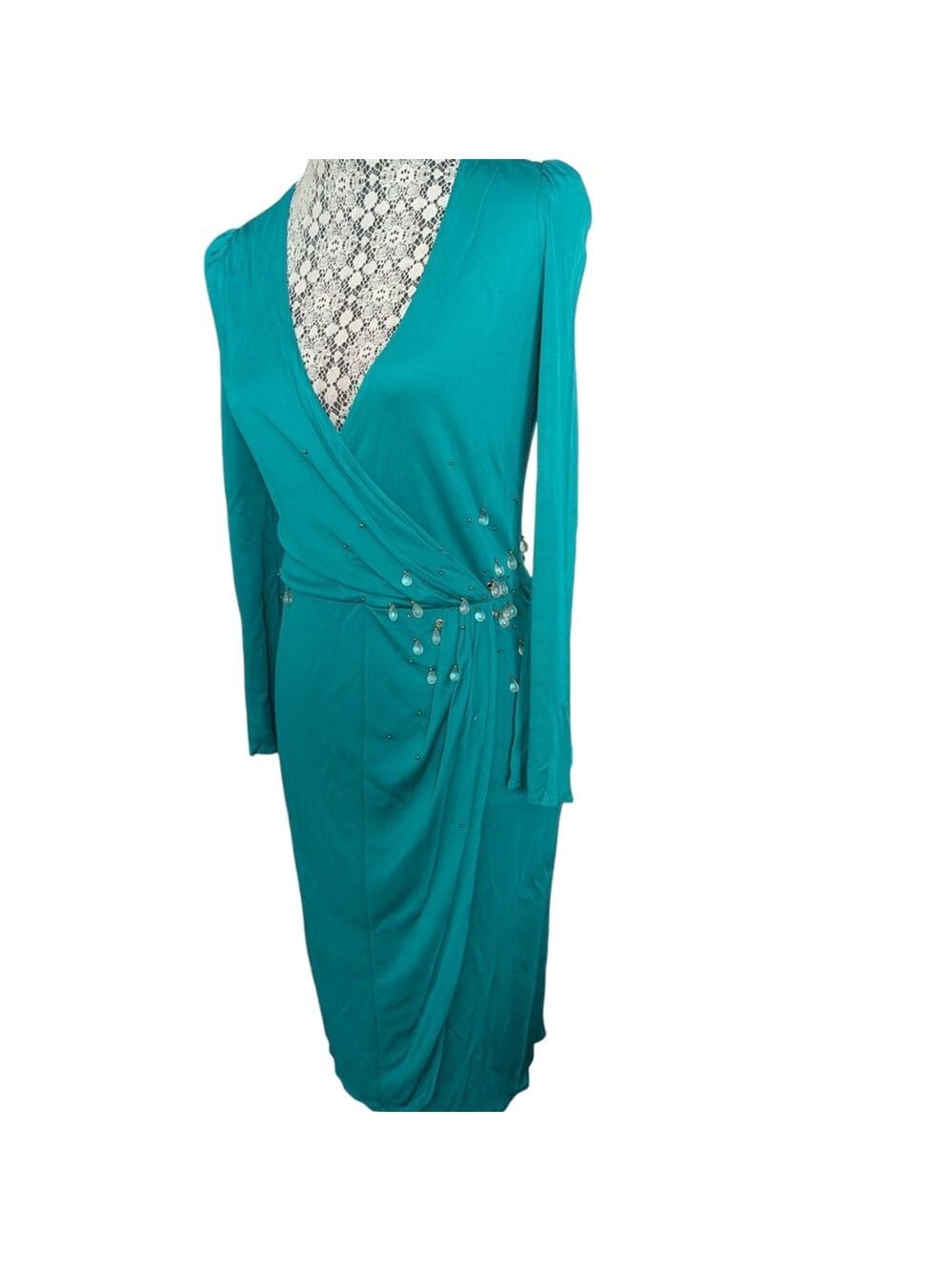 Emilio Pucci Green Embellished Wrap Dress